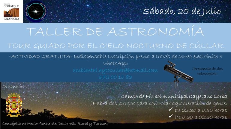 TALLER ASTRONÓMICO. TOUR GUIADO POR EL CIELO NOCTURNO DE CÚLLAR