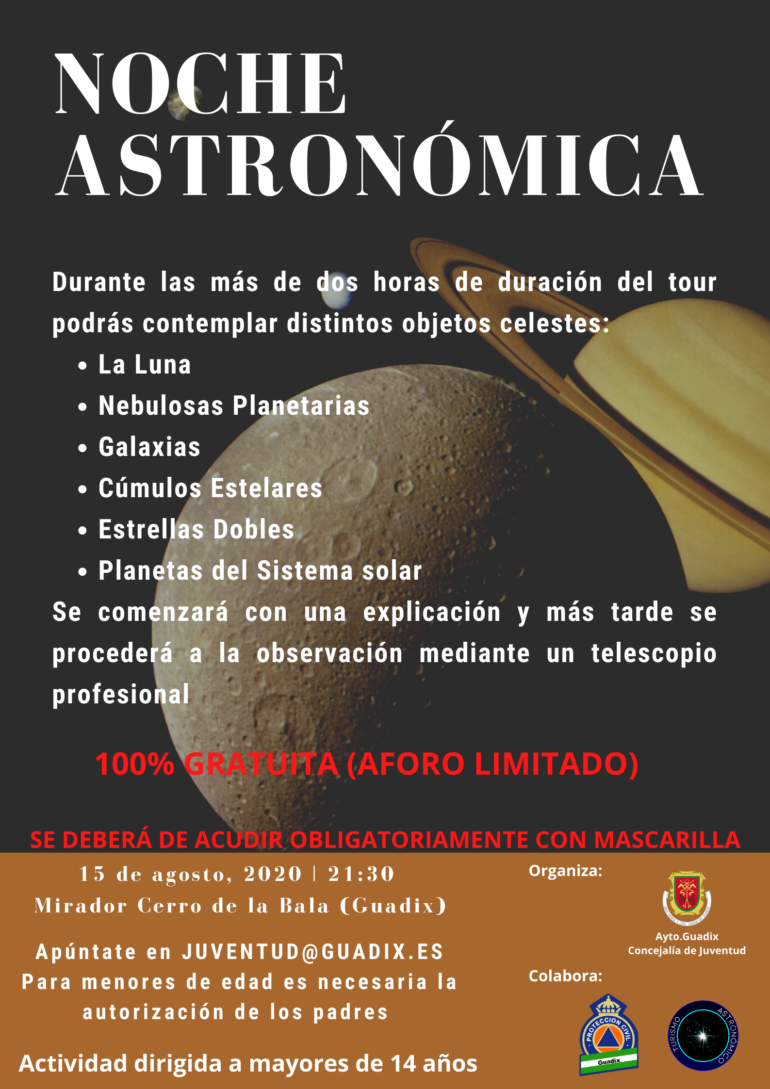 Observación astronómica para jóvenes a partir de 14 años  en el “Cerro de la Bala”, Guadix.
