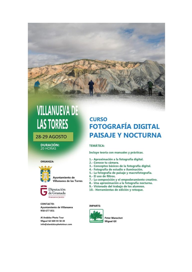 Curso de Fotografía digital “Paisaje y Nocturna” en Villanueva de las Torres. INSCRIPCIONES HASTA EL 26 DE AGOSTO.