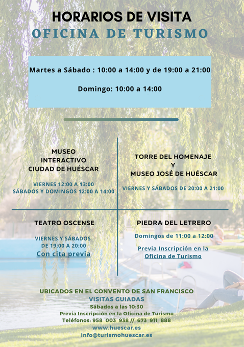 HORARIO DE VERANO DE LA OFICINA DE TURISMO DE HUÉSCAR