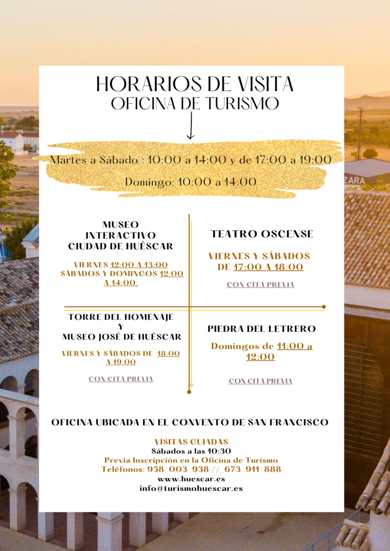 NUEVO HORARIO DE OTOÑO DE LA OFICINA DE TURISMO DE HUÉSCAR